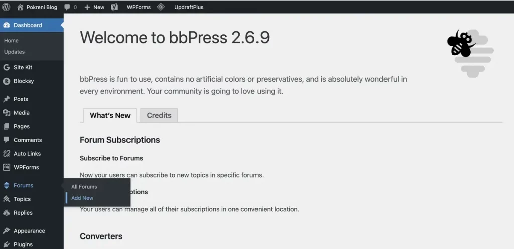 bbPress add new forum