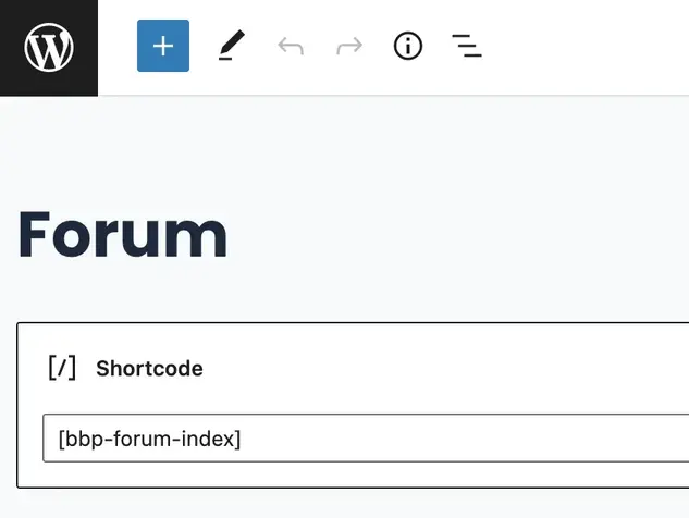 Forum index shortcode