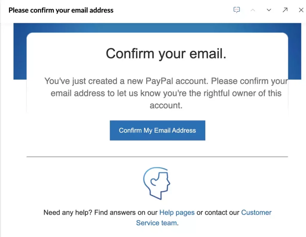 PayPal confirm email address