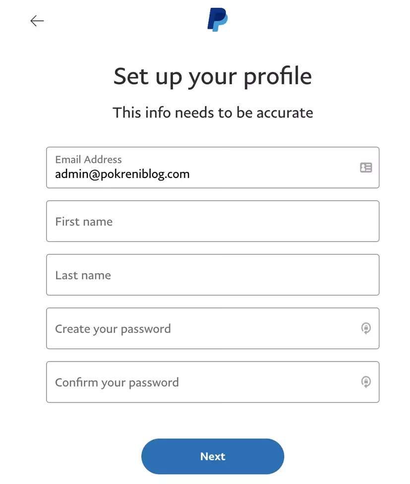 PayPal profile setup