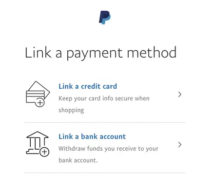 PayPal link payment method