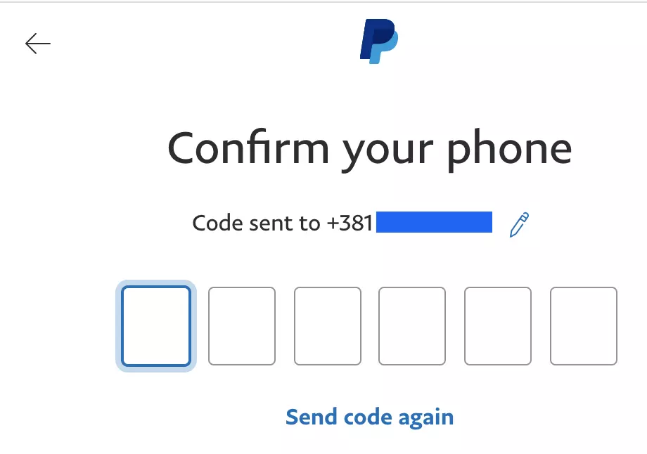 PayPal verify your phone number